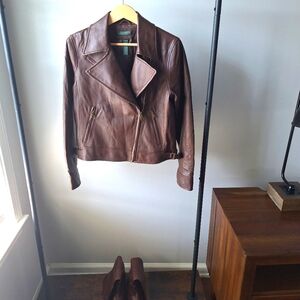 Lauren by Ralph Lauren leather motorcycle jacket